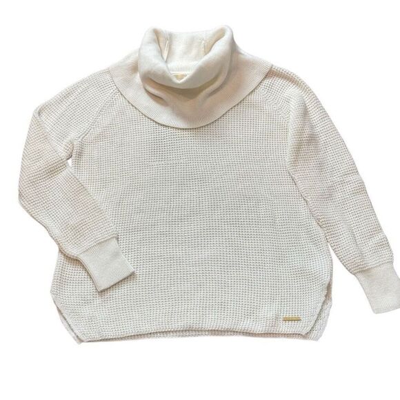 MICHAEL Michael Kors Cowl Neck Sweater Women’s M NWT Ecru Waffle Knit - Picture 2 of 11